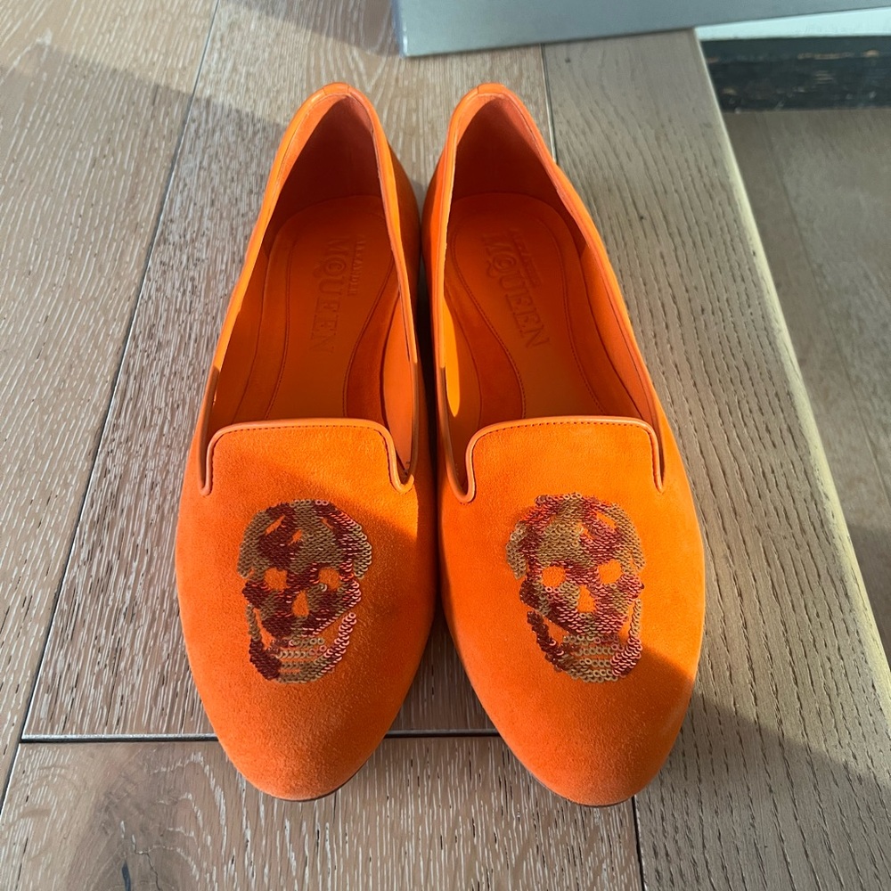 Alexander McQueen Orange Embroidered Flats, Sz.39 - Picture 6 of 12